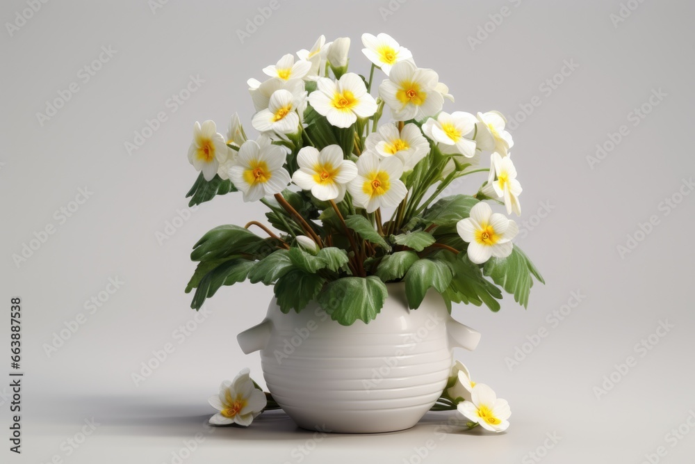 A white vase filled with a beautiful arrangement of white and yellow flowers. Perfect for adding a touch of elegance and freshness to any space.