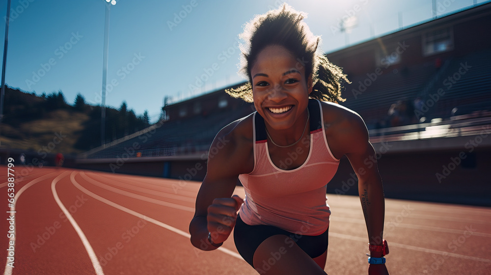 Smiling Young European Athlete on Track Smiling Young European Athlete on Track