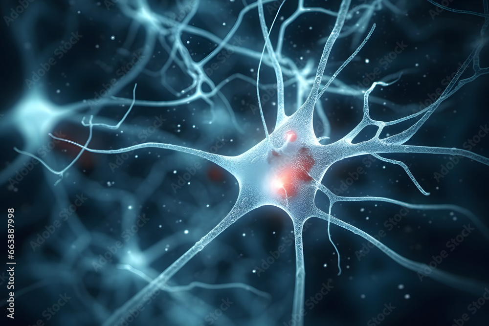 Neuron Cells building a neural network. Neurons in the brain.