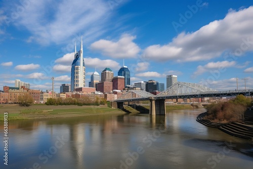 Skyline of Nashville  Tennessee. Generative AI
