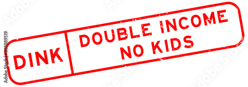 Grunge red DINK Double income, no kids word square rubber seal stamp on white background
