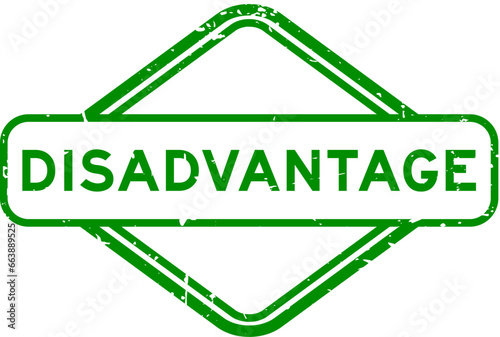 Grunge green disadvantage word rubber seal stamp on white background