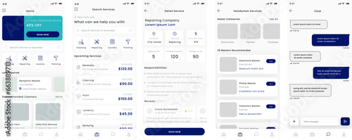 Handyman, Home, Repair, Plumber, Electrician, Cleaner, Laundry and Painter Services Mobile App UI Kit Template