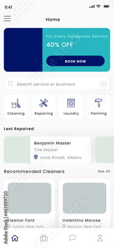 Handyman, Home, Repair, Plumber, Electrician, Cleaner, Laundry and Painter Services Mobile App UI Kit Template