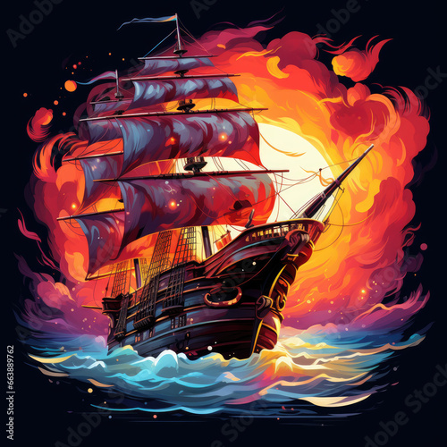 Ship in fire
