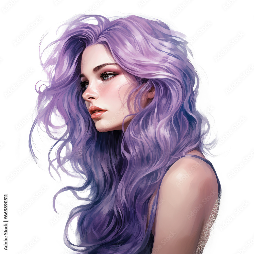 Naklejka premium Illustration of a woman with long hair