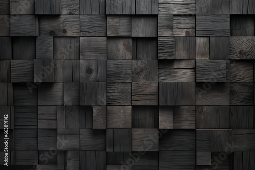 texture of wooden black square tiles 