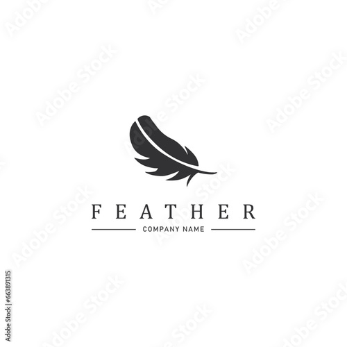 Logo design with feather and company name, for a writer or publishers.