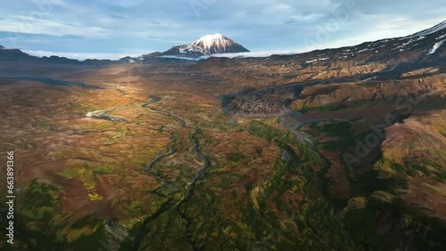 Amazing nature of Kamchatka Peninsula in Russia. Volcanic mountains.