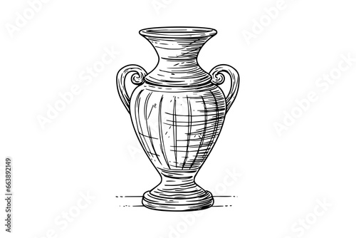 Set of ancient vase hand drawn ink sketch. Engraved style vector illustration