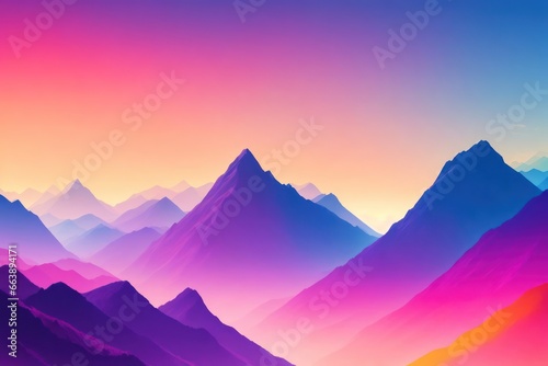 Mountains and sky colored colorful saturated. ai generative © Igor