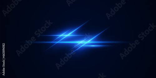 Realistic light reflections, neon illumination in red and blue colors. Bright light lens. Police light effects, lines. Shiny stars, glowing sparks on a black background. Vector