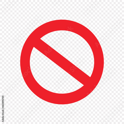 vector stop sign icon. No sign, red warning isolated