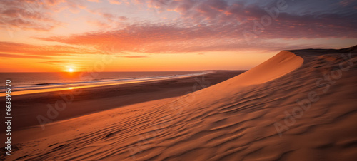 Sunset over the sand dunes