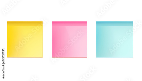 Different colored sticky notes on transparent background, postscript, blank