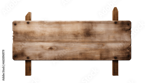 Wooden blank sign on transparent background, direction, post, empty