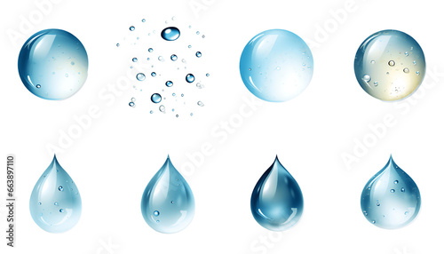 Collection of water bubbles on transparent background, green, environment, clean, glass