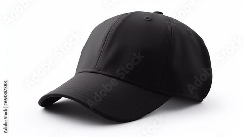 Black casual cap on white background
