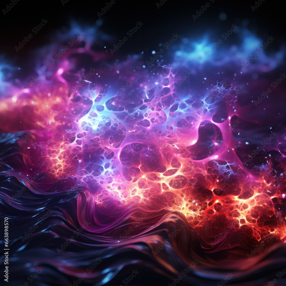 abstract neon fractal wallpaper with space,Ai generative