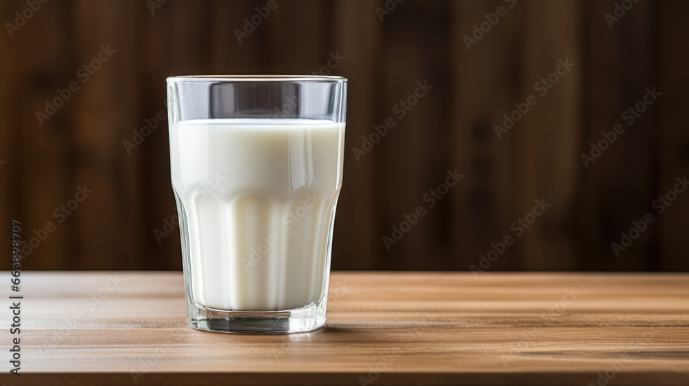 Glass of milk on a wooden background Glass of milk on a wooden background