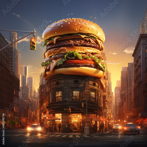                                  -burger on top of a building Generative AI