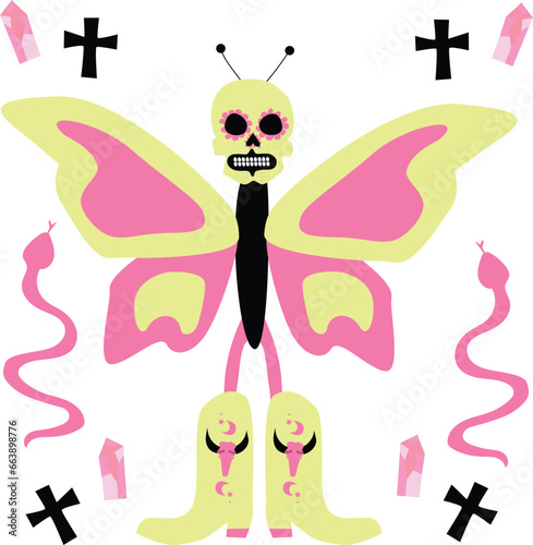 Dia de los muertos. Butterfly skull.