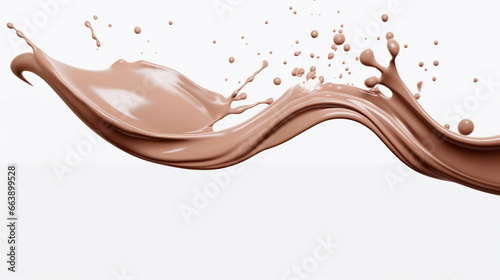 chocolate milk wave splash with splatters and drops. generative ai