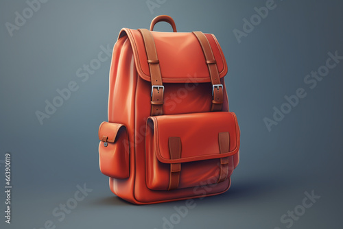 Obraz na płótnie Stylish brown backpack on a dark background. 3d rendering. w salonie