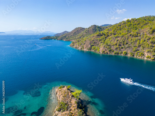 Bencik Bay drone view in Marmaris Town of Turkey © nejdetduzen
