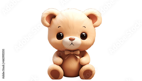 Stuffed baby teddy bear on transparent background