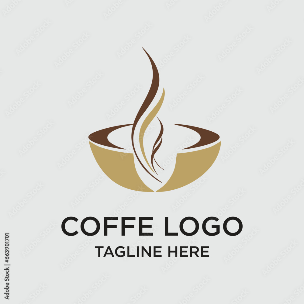Obraz premium Coffee logo design simple concept Premium Vector