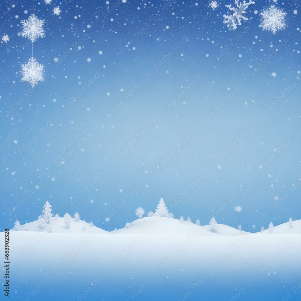 Christmas blue background with snow  generative AI