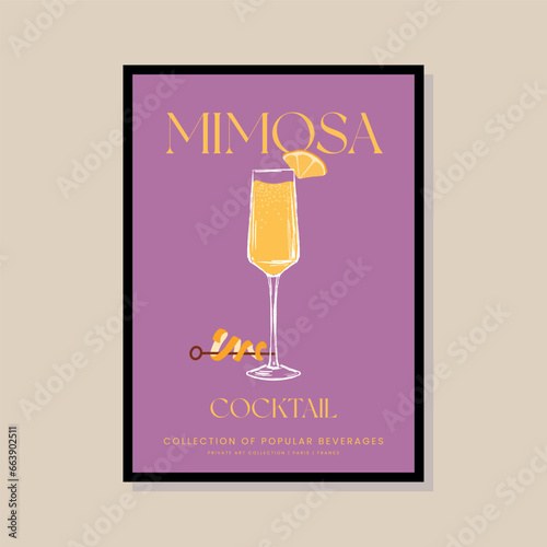 Cocktail vector illustration in a poster frame for modern art gallery