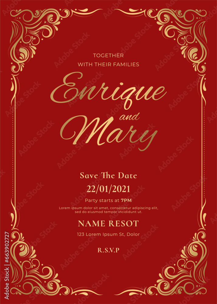 Luxury wedding invitation template vector
