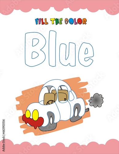 Car coloring book page for kids. Coloring book for kids, Coloring worksheet, Color the picture, Coloring outline, Color a car worksheet, Worksheet, Color a vehicle, Fill the color
