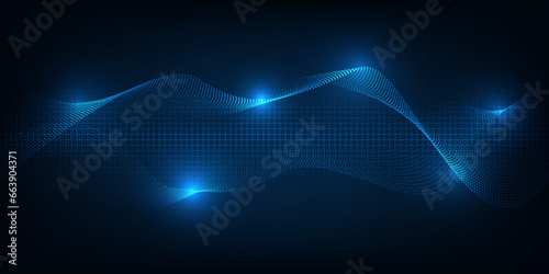 Vector illustration of abstract futuristic horizontal digital space for technology background inclund hi-tech digital waveform and grid space .Future digital technology concept.