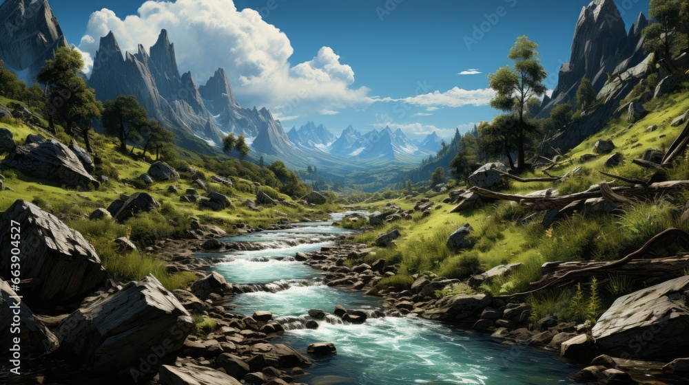 Captivating Natural Beauty: Exploring Majestic Landscapes and Pristine Waterscapes, generative AI