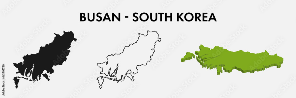 Busan South Korea city map set vector illustration design isolated on white background. Concept of travel and geography.