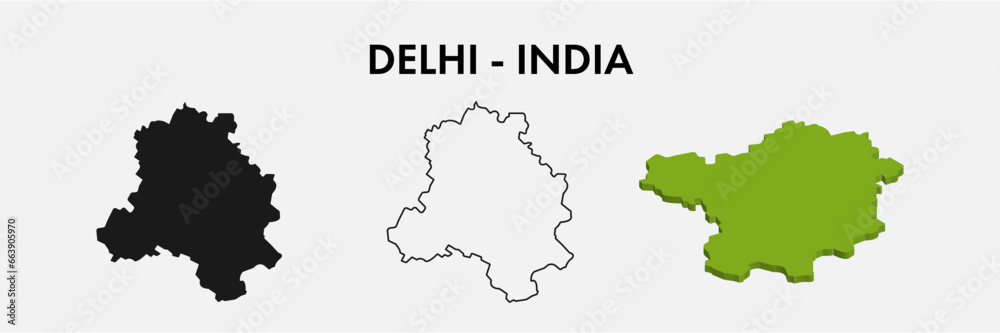 Delhi India city map set vector illustration design isolated on white background. Concept of travel and geography.