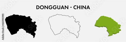 Dongguan China city map set vector illustration design isolated on white background. Concept of travel and geography. photo