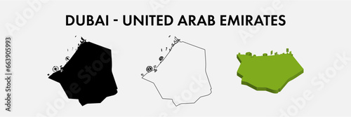 Dubai United arab emirates city map set vector illustration design isolated on white background. Concept of travel and geography.