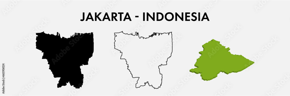Jakarta Indonesia city map set vector illustration design isolated on white background. Concept of travel and geography.