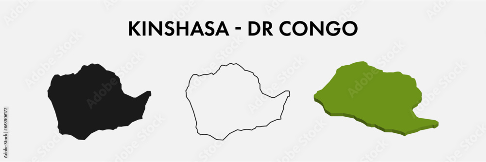 Kinshasa Democratic Republic of the Congo city map set vector illustration design isolated on white background. Concept of travel and geography.