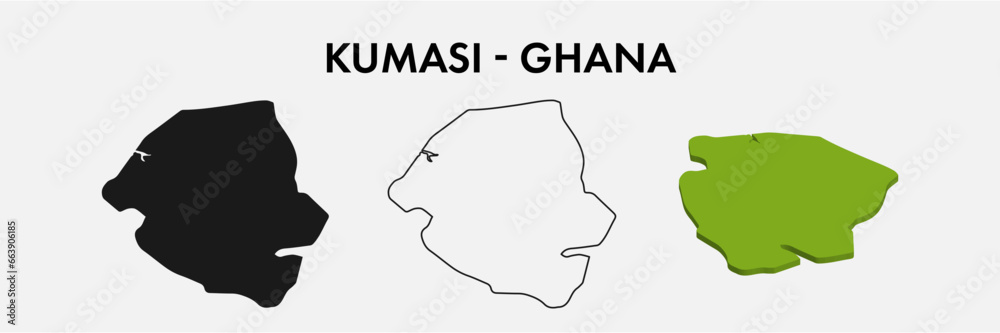 Kumasi ghana city map set vector illustration design isolated on white ...