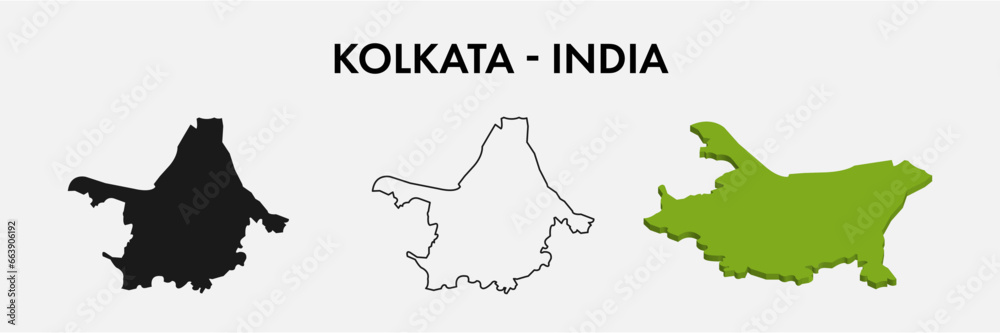 Kolkata india city map set vector illustration design isolated on white background. Concept of travel and geography.