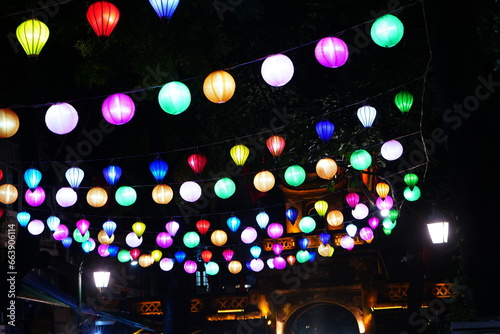 City of Hanoi, Lights of Lantern around Street Murals Arts in Hanoi, Vietnam - ベトナム ハノイ ランタンの明かり photo