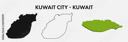 Kuwait City map set vector illustration design isolated on white background. Concept of travel and geography.