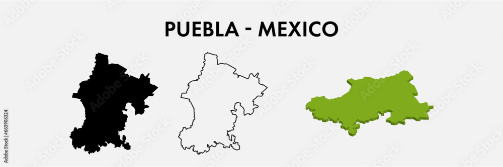 Puebla mexico city map set vector illustration design isolated on white background. Concept of travel and geography.