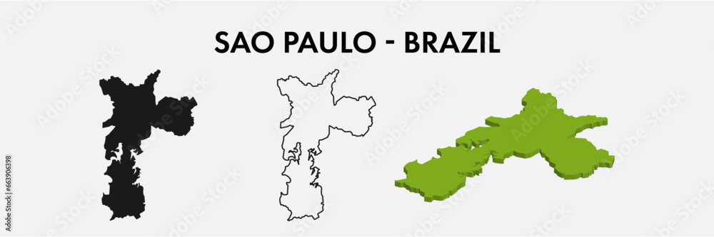 Sao Paulo Brazil city map set vector illustration design isolated on white background. Concept of travel and geography.