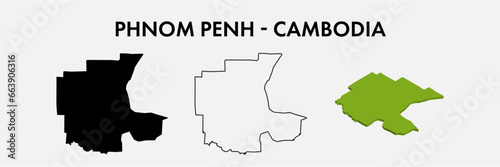 Phnom Penh Cambodia city map set vector illustration design isolated on white background. Concept of travel and geography.